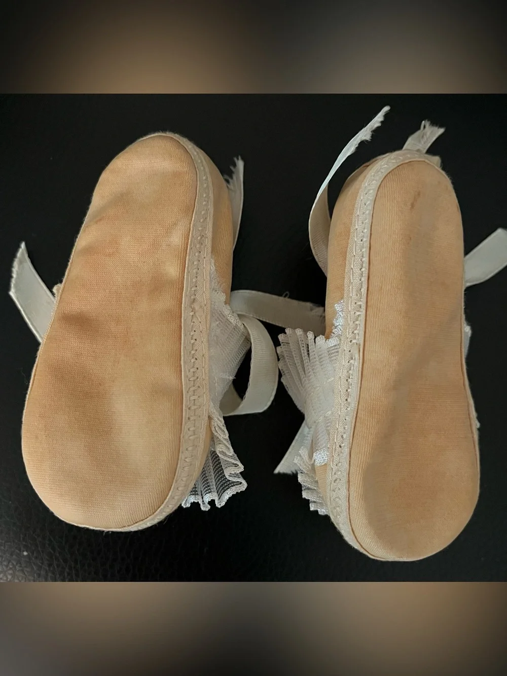 Vintage Baby Booties Tiny Lace and Ribbon Shoes Slippers Baptism Christening